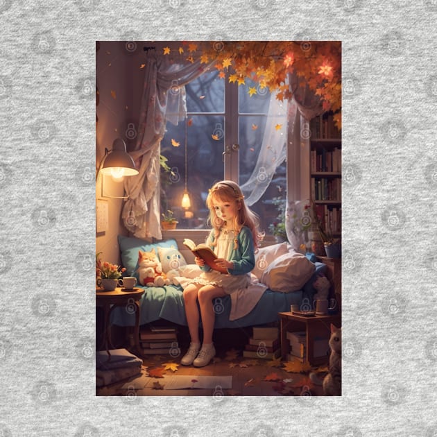 Cozy Autumn Reading in a Fantasy World by DaffodilArts